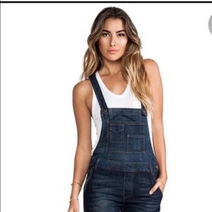 Free People Wash Denim Straight Leg Overalls